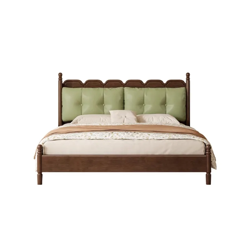

Simple solid wood bed soft bag bed