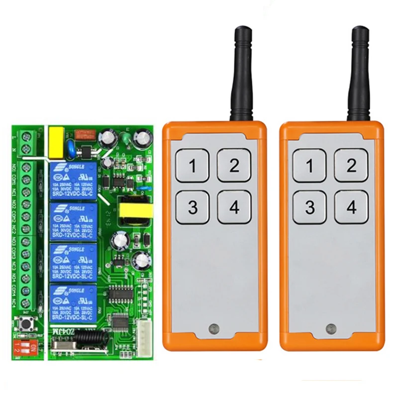 433MHz Universal Wireless Remote Control AC110V 220V 4CH Relay Radio controller Receiver Module RF Switch & Gate Garage opener