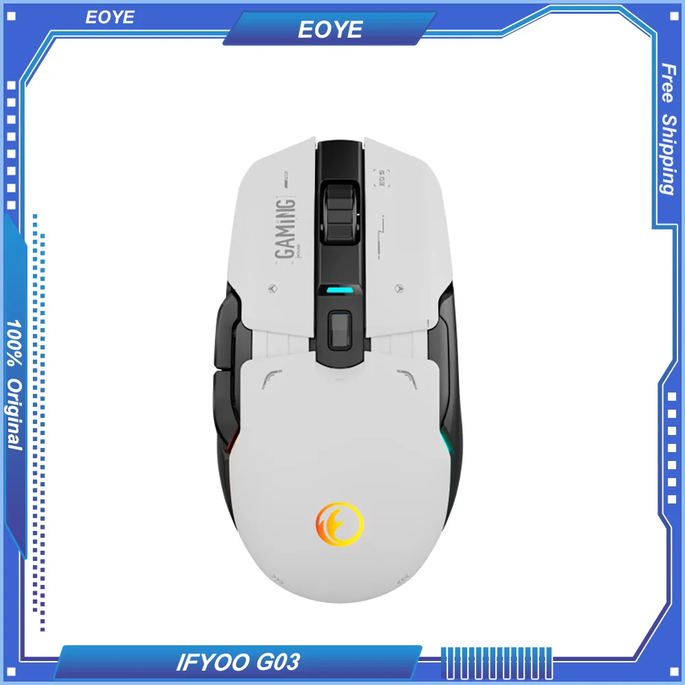 mouse sem fio 24g com fio dual mode hot swappable micro paw3395 26000dpi fps leve ergonomia de jogos esports ifyoo g03 01