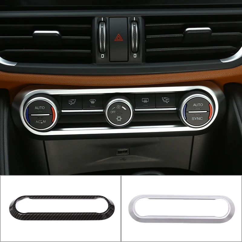 

ABS Carbon Fiber Car Interior Air Conditioner Knob Panel Frame Cover Trim for Alfa Romeo Stelvio Giulia 2017-2020 Accessories