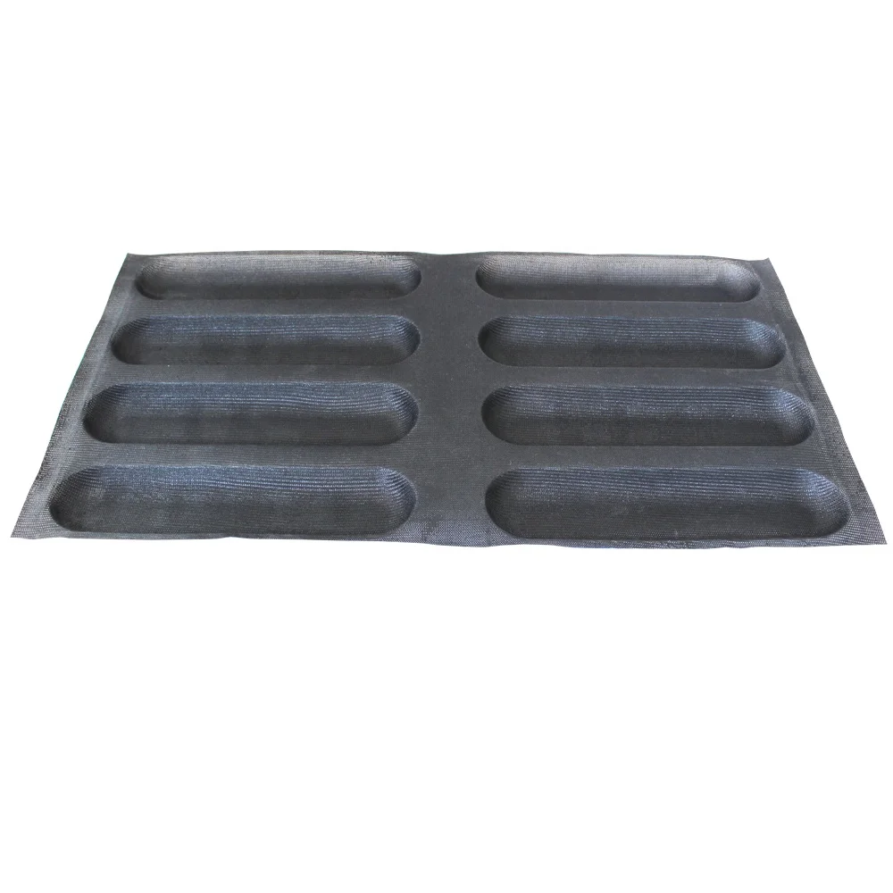 

Non-Stick Black 8 Channels Silicone Hot Dog Form for Bakery