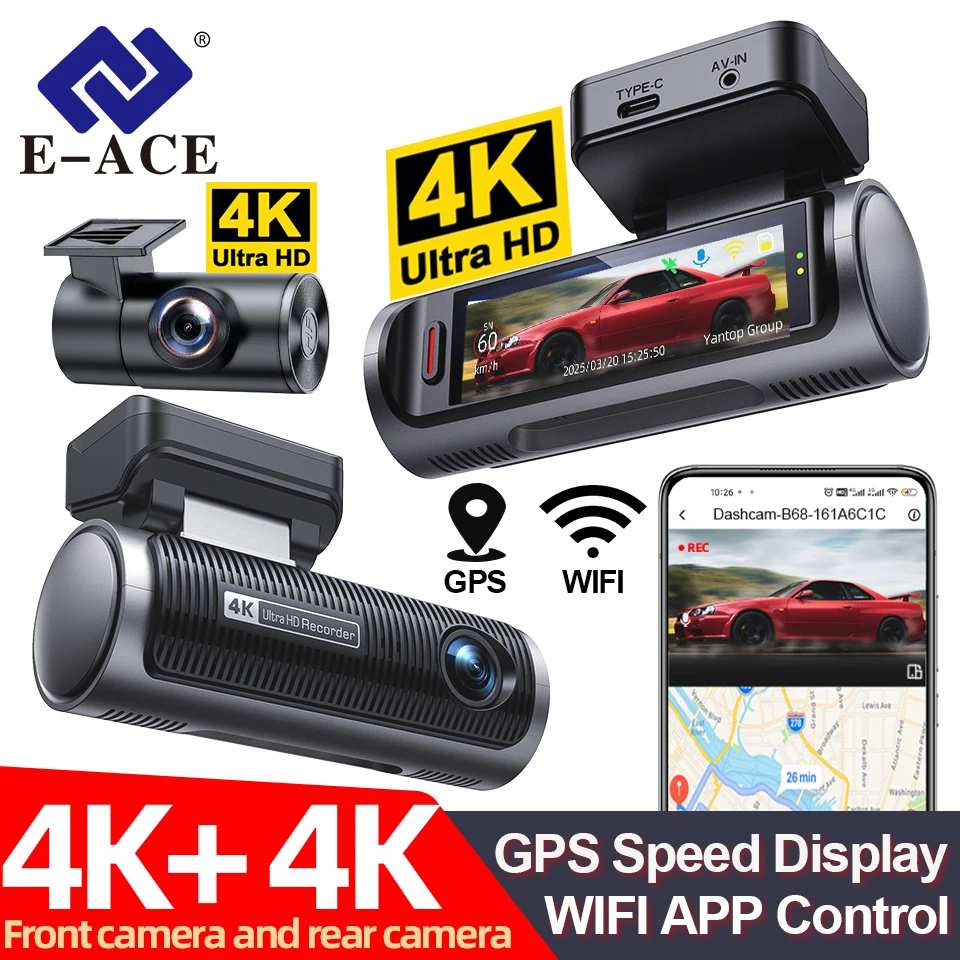 Dash Cam 4K Sony Starvis - E-ACE 4K Dashcam coche Dvr Dual