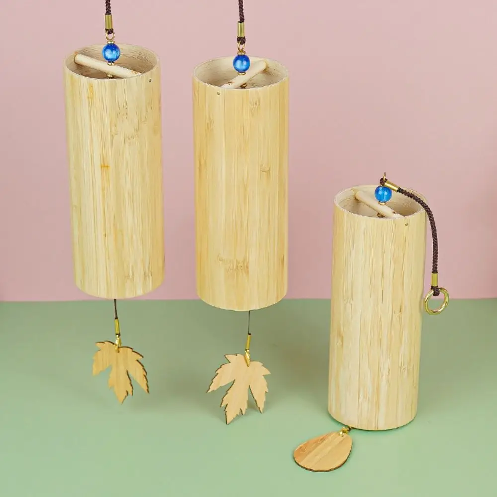 

Creative Natural Sound Bamboo Wind Chimes Maple Leaf Figure Four Seasons Wind Bell Wind Blows Pendant Wind Chimes Balcony Decor