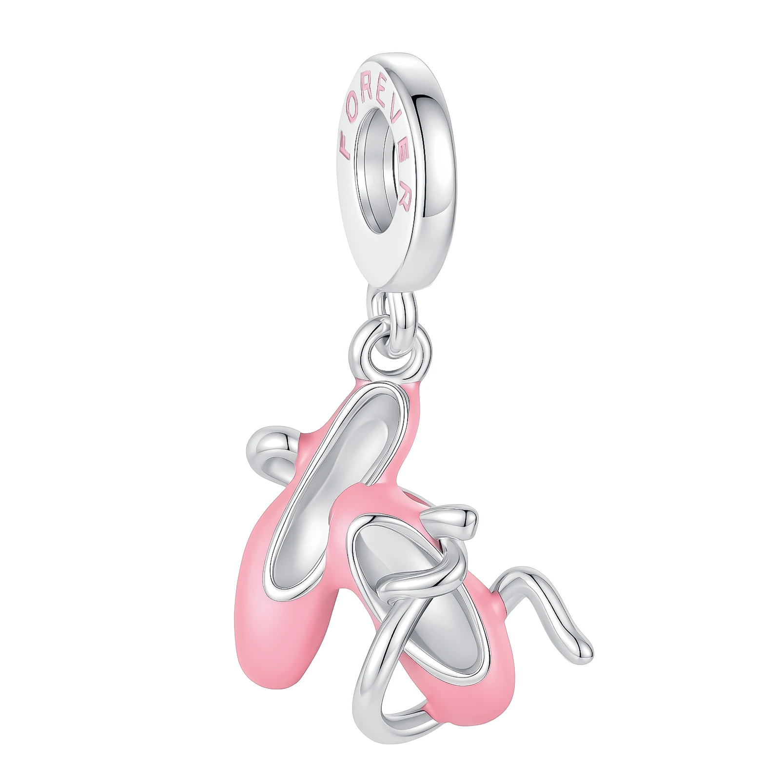 925 Sterling Silver Pink Ballet Slippers Dangle Charm Dancing Shoe Pendant Bead Elegance Art Dream Fit DIY Bracelet Jewelry Gift