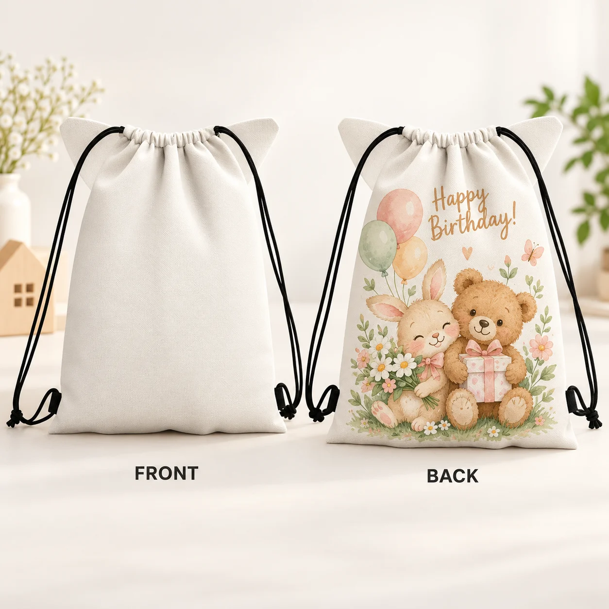 Customizable Spring Pongee Drawstring Backpack Personalized Photo Print Lightweight Bag Reusable Gym Sackpack Travel School Gift