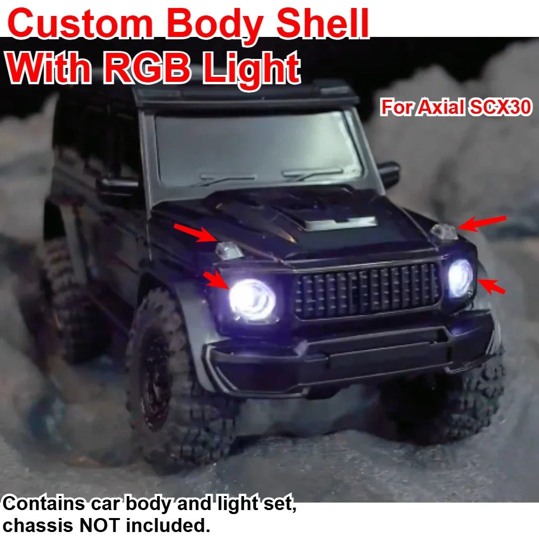 1/30 RC Crawler For Axial SCX30 Hard Off Road Body Shell With RGB Light Custom Model Number Decorative Styling Upgrade Parts