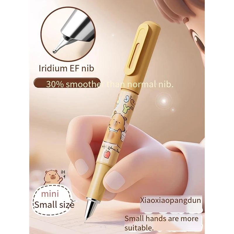 Hero Magnetic Cap Fountain Pen, Capybara Design, Metal Body, Hooded Nib for Posture-Correcting Penmanship Practice