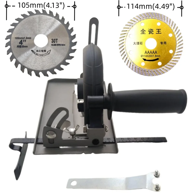 Quick Install Cutting Machine Slotting Base 45° Adjustable Cutting Depth Positioning Bracket for 100/115/125mm Angle Grinder