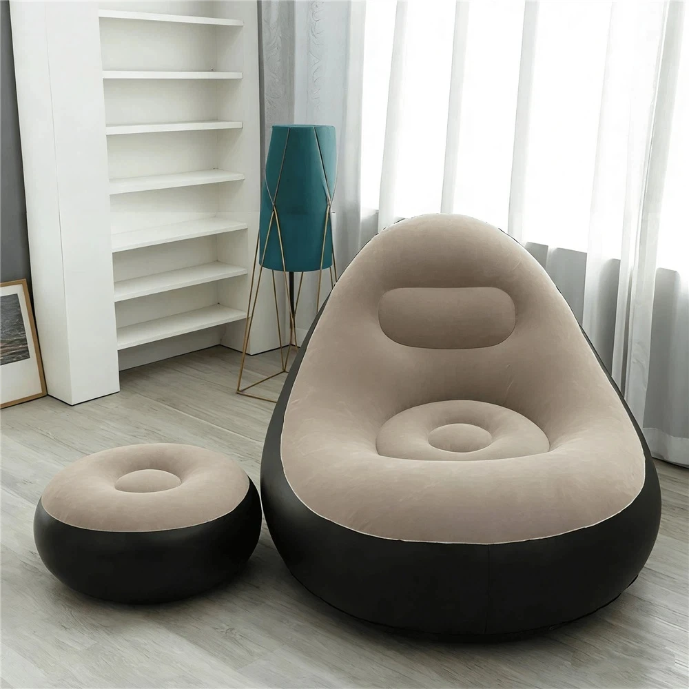 Portable Inflatable Sofa Cushion Music Festival Camping Lazy Sofa Beach Lounger Folding Single Person Couch Chair