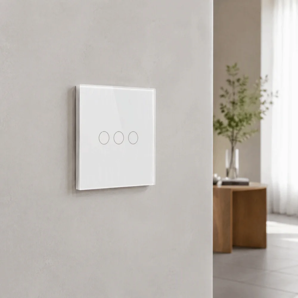 Glass Panel Touch Sensor Switch Touch Control Intelligence Wall Light Switch 1/2/3 Gang No Neutral Wire Touch Panel Switch