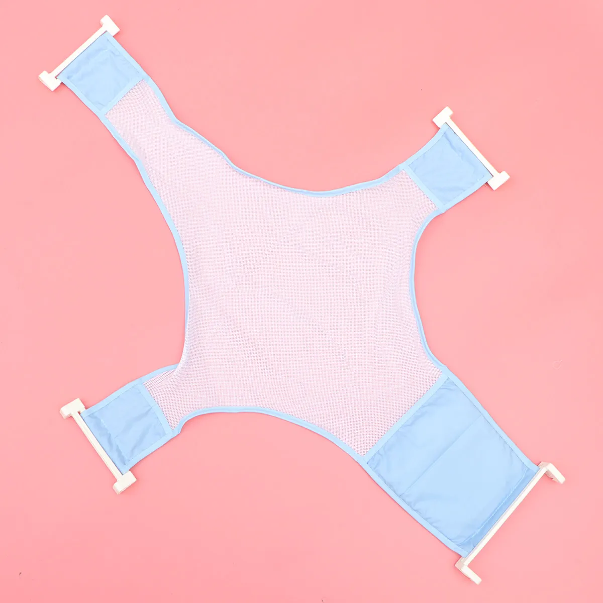 

1pc Baby Bath Seat Support Net Light Blue Adjustable Anti-Slip Mesh For Infant Shower Bathing Newborn Bath Bed Sturdy Pp Buckle