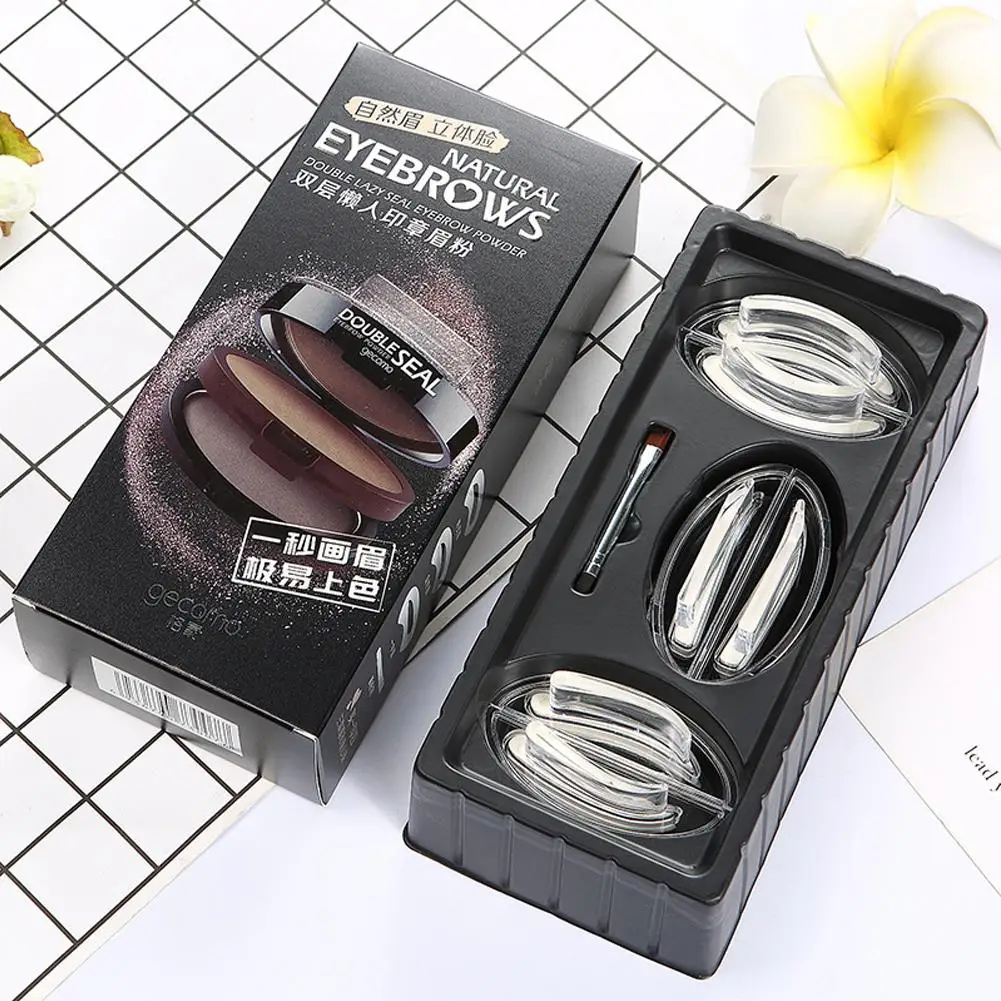2 Colors Quick Make Up Eyebrow Powder Palette Makeup Tool 3 styles Coloring Perfect Shape Brow Stamps Eyebrow Powder Seal Stamp