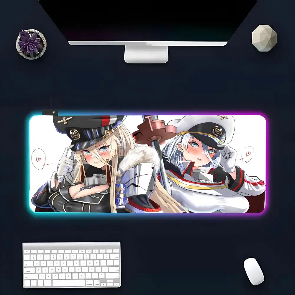 A-Azur Lane Game Mouse Pad All White Large Size Mouse Pad RGB Glow Personality Picture Custom PC Table Mat Carpet Mat Game Playe