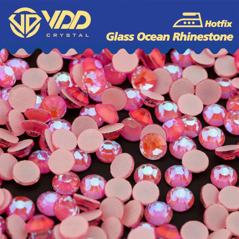 VDD 384 D.H Rose SS6-SS30 Hot-Fix Glass Rhinestones Crystal Flatback Strass Stones For Garment Dress DIY Fabric Decoration