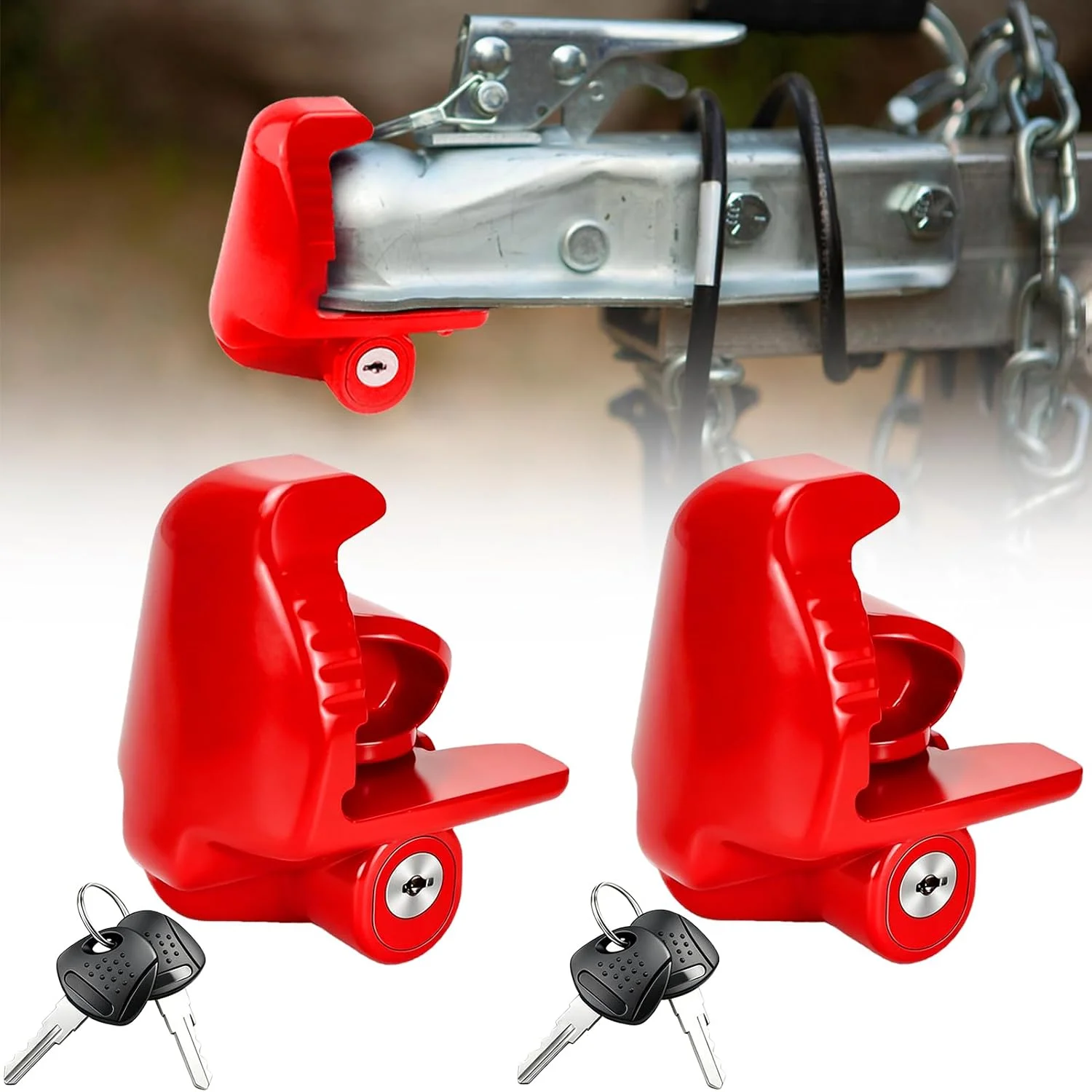 2PCS Trailer Coupler Lock, Universal Size Fits 1-7/8