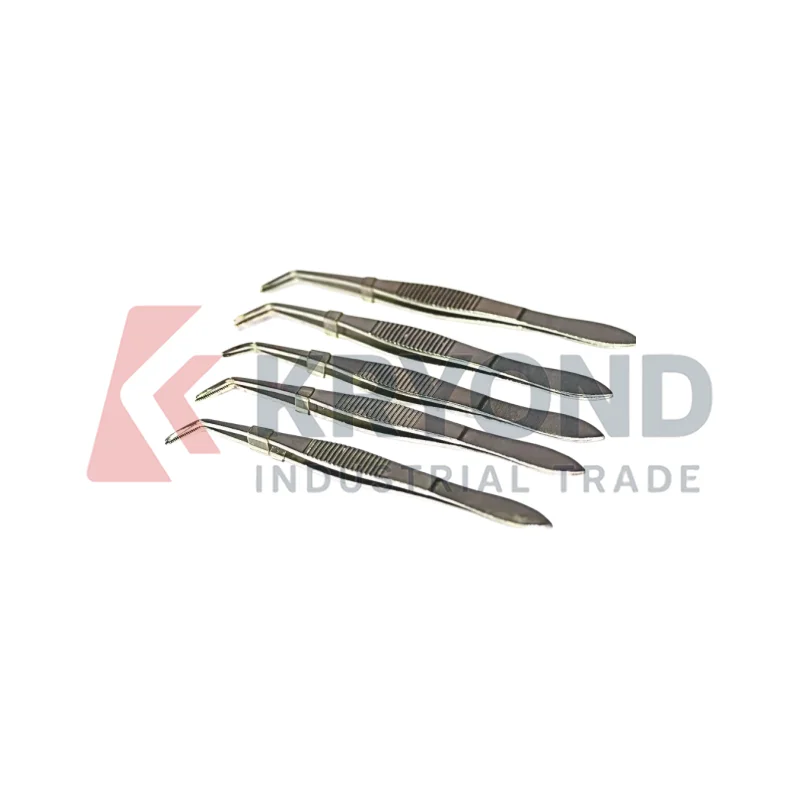 KMD 10cm Curved Stainless Steel Tweezers Heat Resistant Dressing Tool for Laboratory Use Precision Sample Handling Tools 5PCS