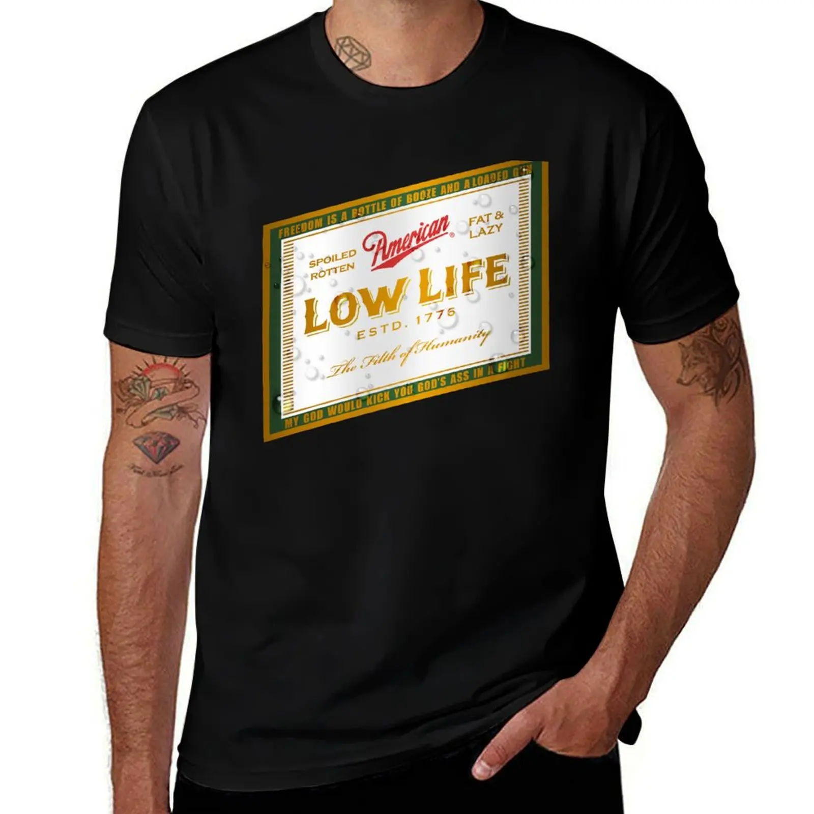 

Beer Low t shirts Life man cotton funny shirt Label T-Shirt t man American