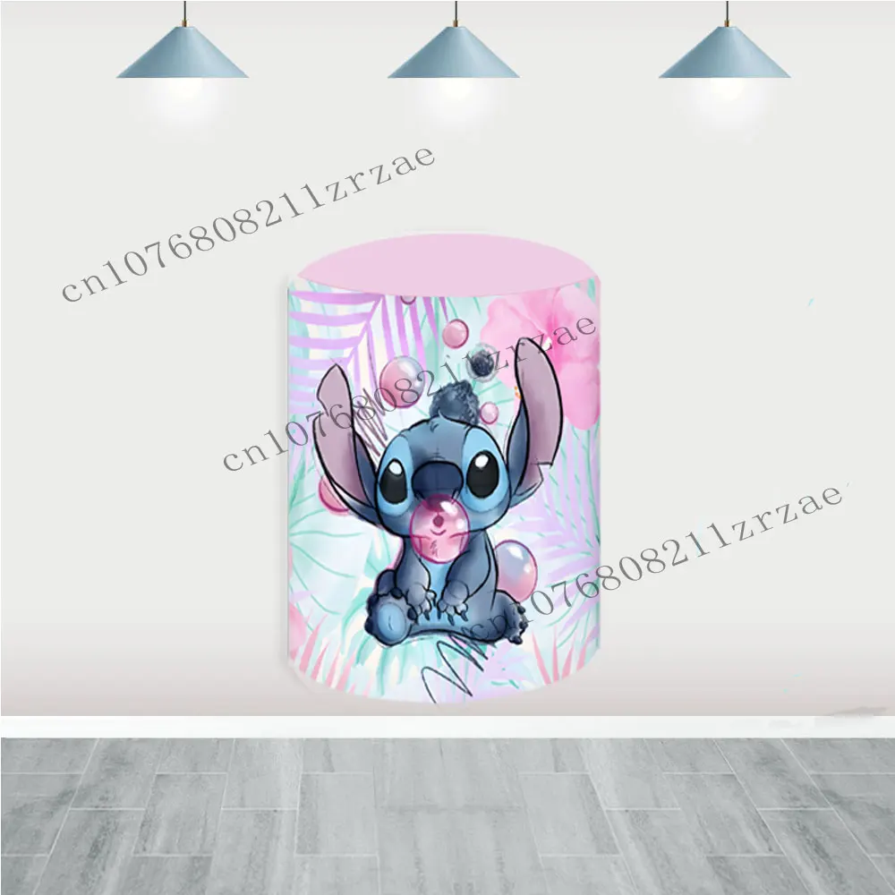 

Круглая крышка цилиндра Лило и Стич, украшение для детей, первый день рождения, вечеринка, фон для детского душа, студийный баннер, реквизит