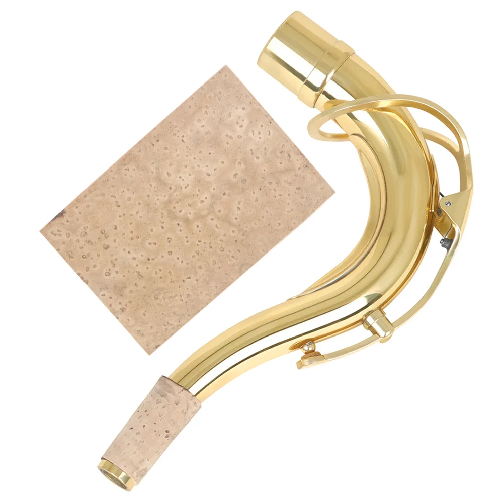

1 set Brass Saxophone Neck Tube Replacement Set Tenor Accessories Bend Joint Cork HK-2 Golden Color Smooth Surface Durability