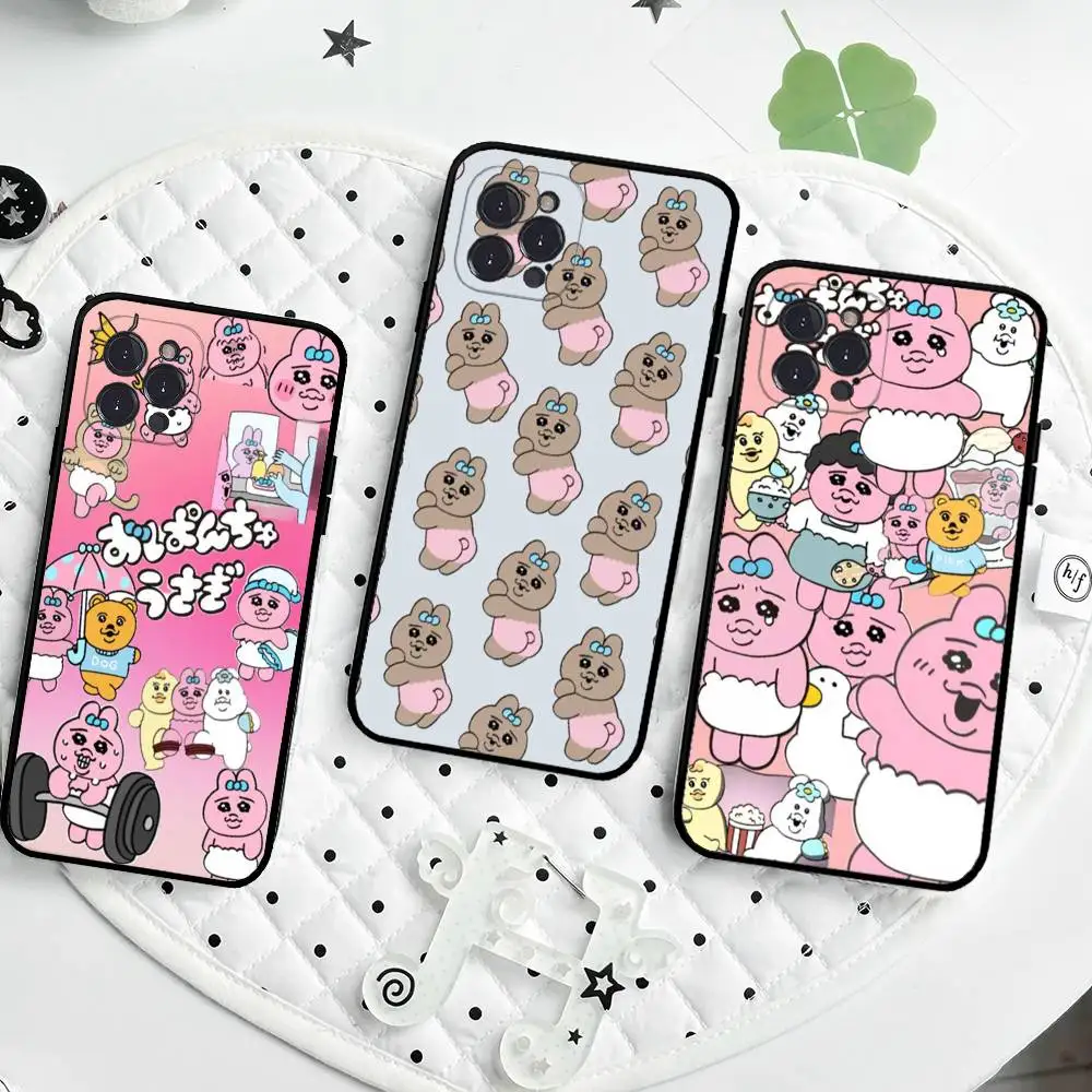 Pink O-OpanchuS Rabbit U-Usagi Phone Case For IPhone 17 16 15 14 13 12 11 Pro Max Plus Mini Soft Black Cover