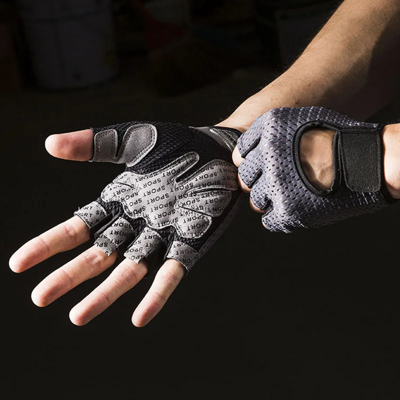 Men Women Half Finger Outdoor Sport Letter Cycling Non Slip Glove Gym Fitness Lift Weights Protect Wear Resistant Mitten D29