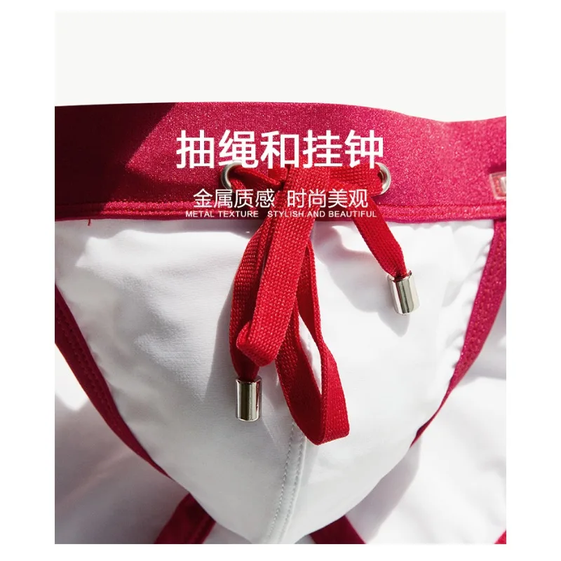 2026 real photo original cross-border new men's high-forked swimming trunks, cup anti-embarrassment beach swimming trunks S3937