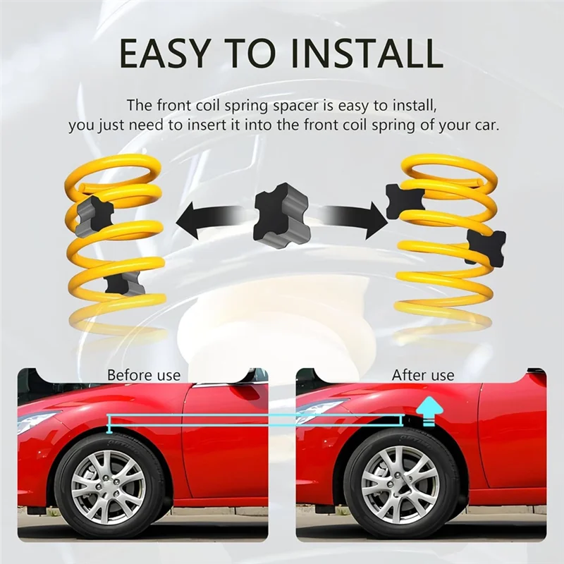 4 قطع من فواصل زنبركية لفائف مطاطية، مجموعة معززة زنبركية أمامية شديدة التحمل لرفع زنبركي لفائف 1 بوصة إلى 1.5 بوصة