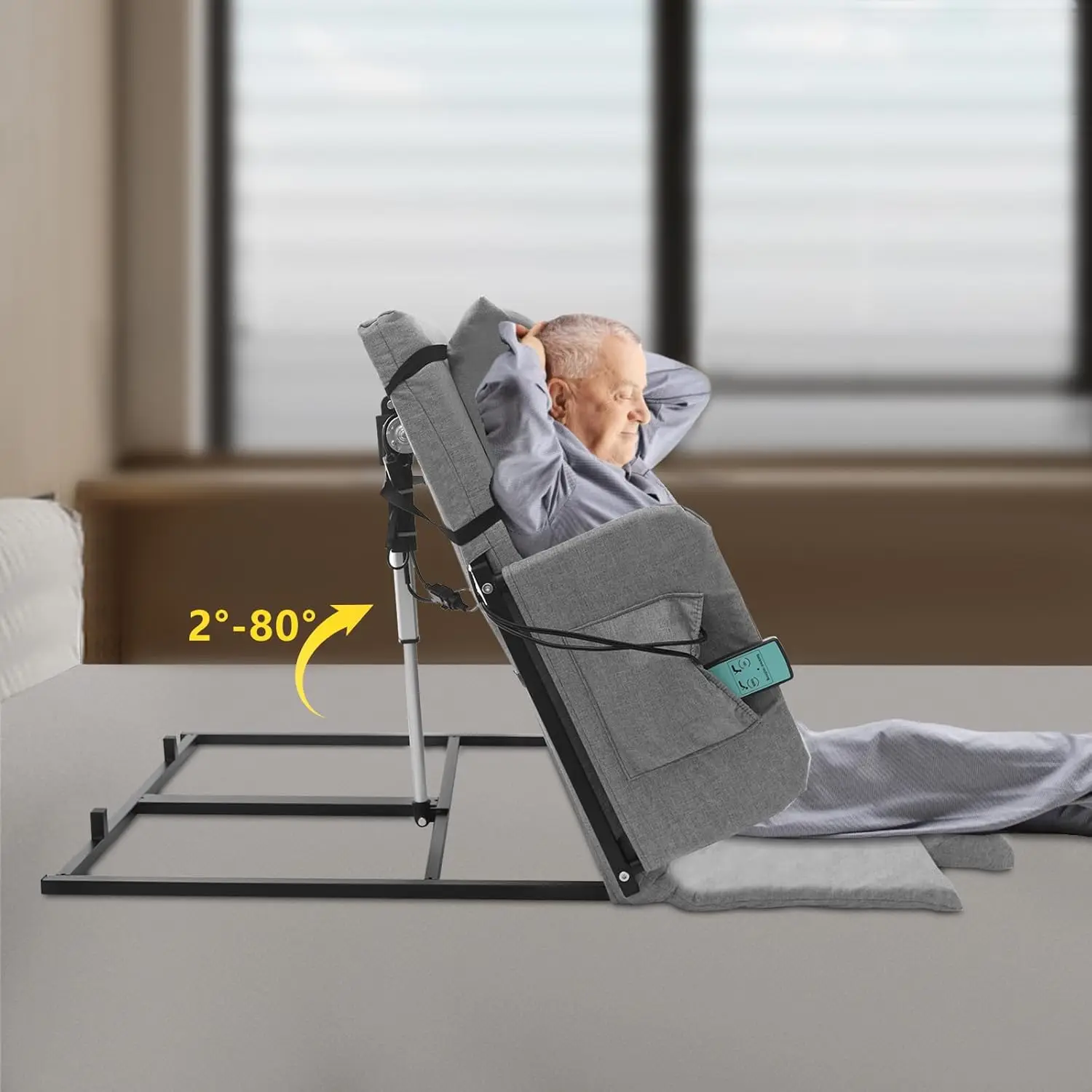 سرير كهربائي قابل للتعديل لكبار السن، 2-80 °   مسند الظهر ورفع الساق، سعة وزن 661 رطل، جهاز تحكم عن بعد، قابل للفصل والغسل