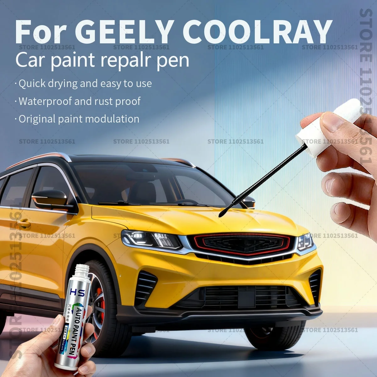 For GEELY COOLRAY Car Paint Repair Pen Touch Up Scratch Remover DIY Auto Accessories White 155 Green 331 Blue 272 Silver 185