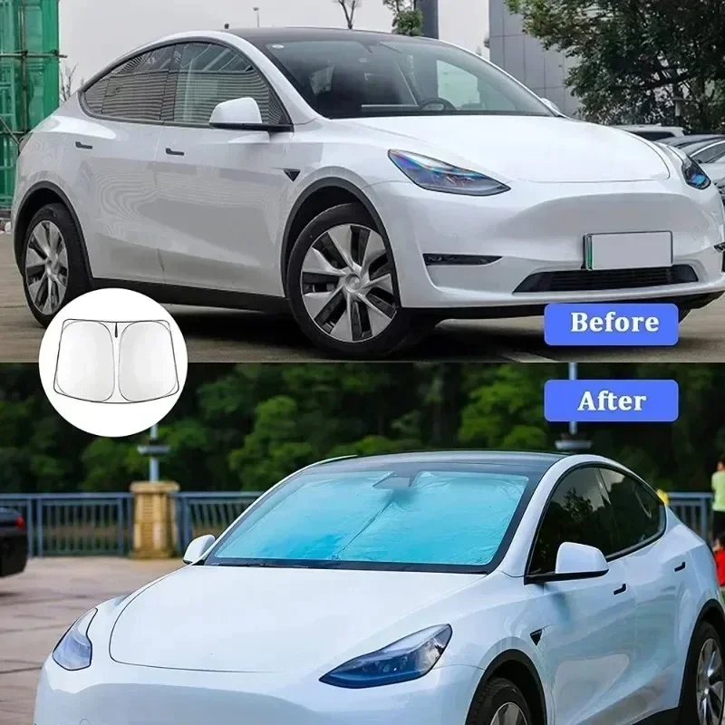 For Tesla Model Y Juniper Car Windshield Sunshade Cover Front Window Sun Shade Heat Insulation Summer Auto Accessories