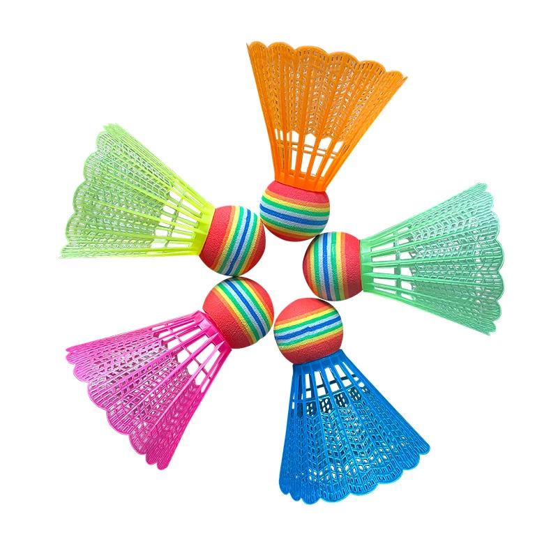 Bádminton de nailon para niños, Bola de bádminton ligera, elástica, Color aleatorio, EVA, arcoíris