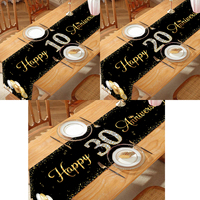 Black Gold Birthday Table Runner 10 20 30 Years Old Birthday Party Decoration Men Women Birthday Anniversary Party Decoration