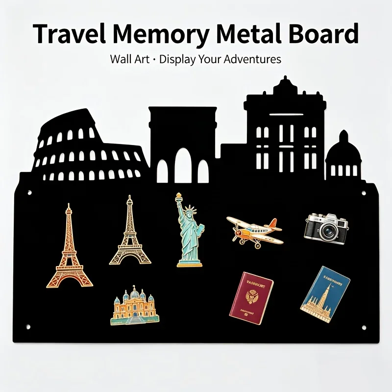 CIFbuy Roman Architecture Metal Wall Art Travel Magnet Board Silhouette for Souvenir Display Fridge Home Office