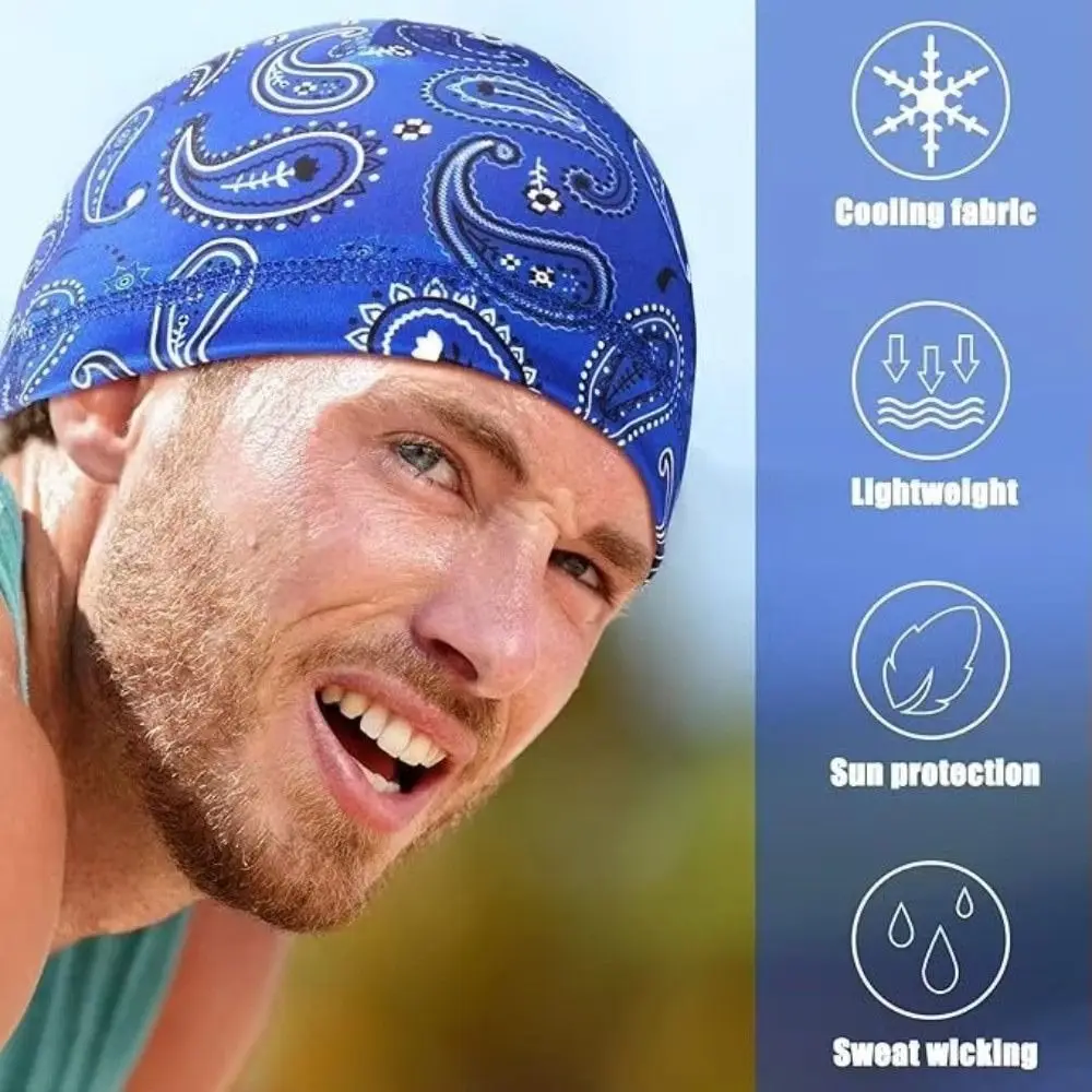 New Paisley Print Hijab Caps Breathable Helmet Liner Bandana Headscarf Quick Dry Comfortable Chemo Cap Outdoor Activities