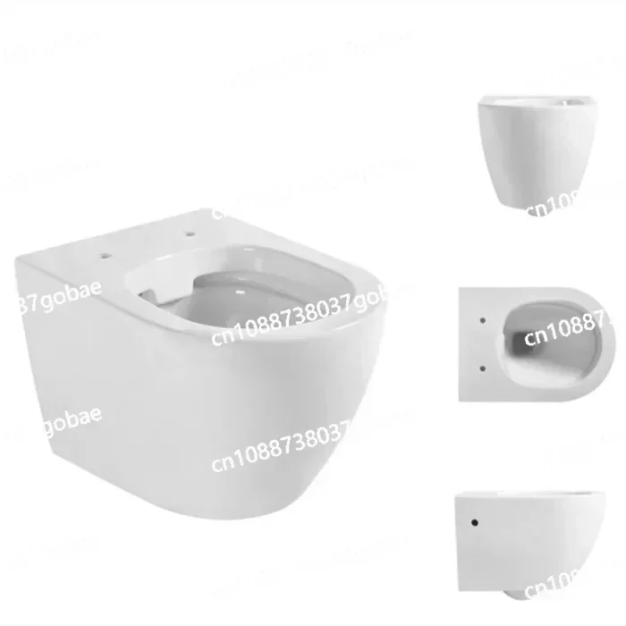 For P Trap Sanitary Ware Ceramic Rimless Two Piece Toilet Bathroom Wall Mounted Hung Toilet Wc for European Market