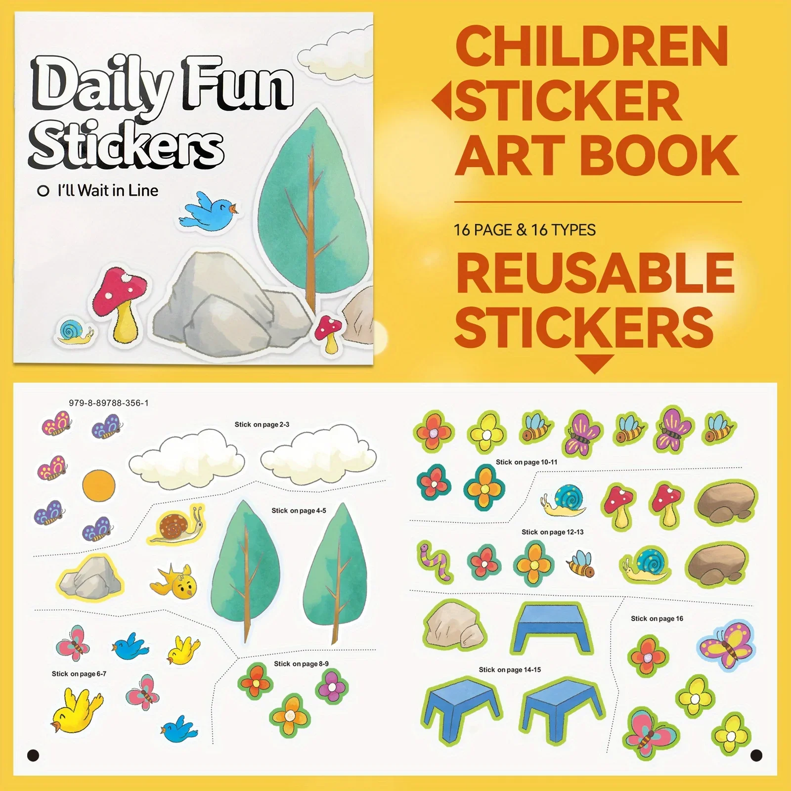 Daily Fun Stickers – I’ll Wait in Line Activity Book for Kids with Removable Stickers, Cute Animals, Nature Scenes,and Fun Games