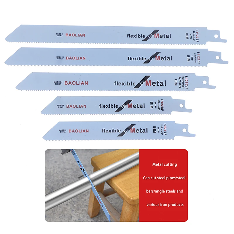 

Heavy Duty Metal Cutting Reciprocating Saw Blade 150/200/225mm Bimetal Saw Blade Thick Metal Quick Straight Cutting Tool