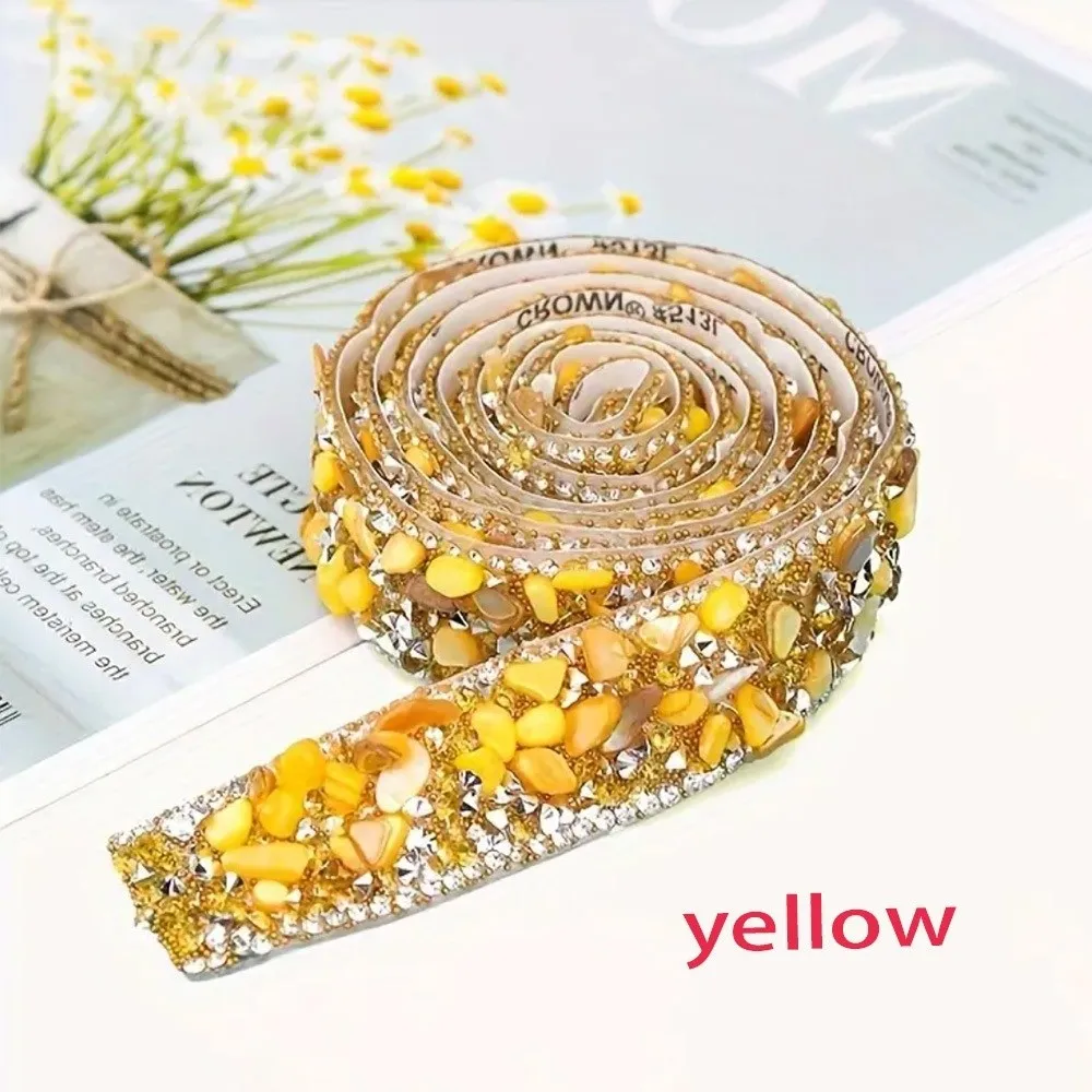 

Self Adhesive Rhinestone Strip Colorful Crushed Stone Colorful Resin Rhinestone Tape Resin Material No Iron Needed