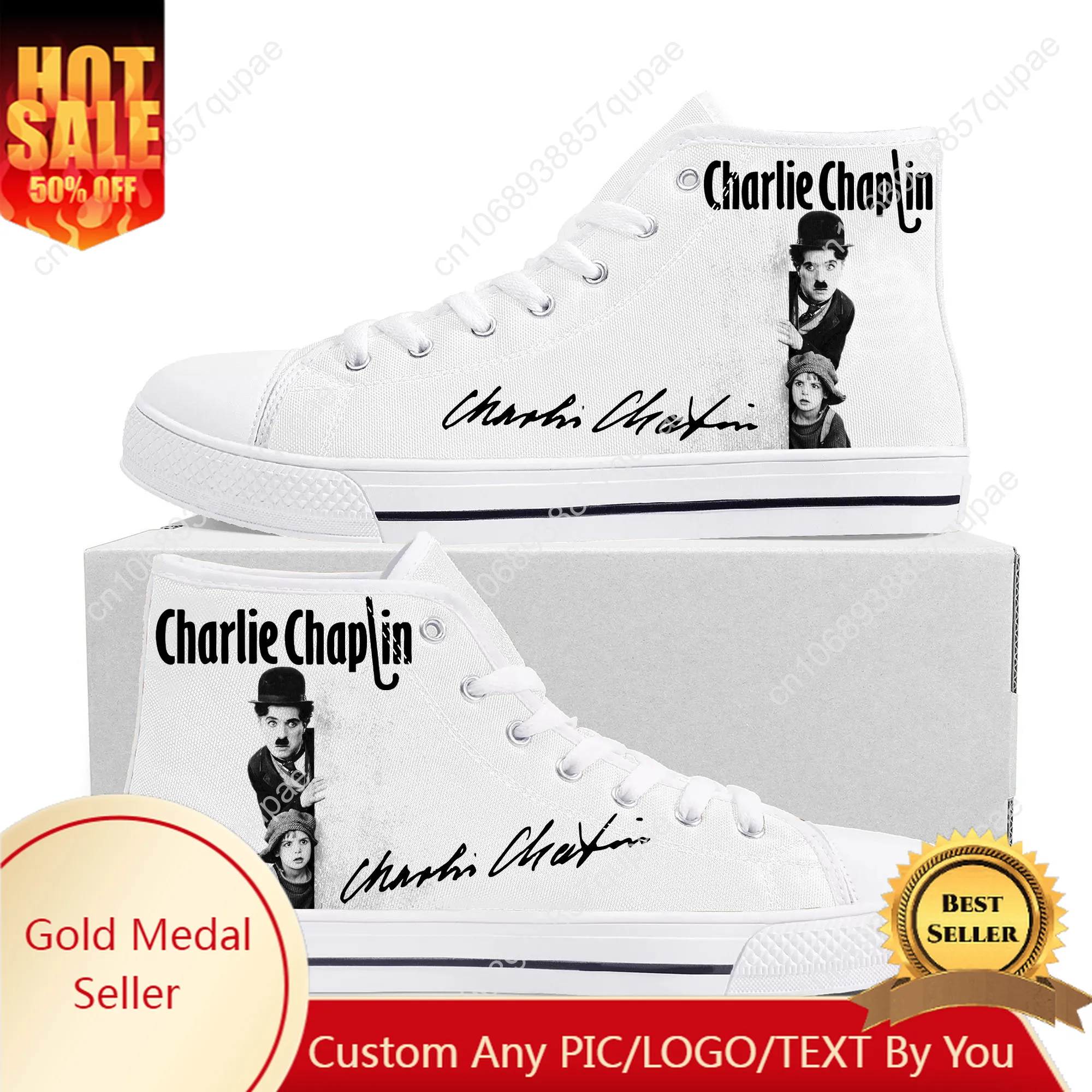 Charlie Chaplin High Top Sneakers Mens Womens Teenager High Quality Canvas Sneaker couple Casual Shoe Customize Shoes