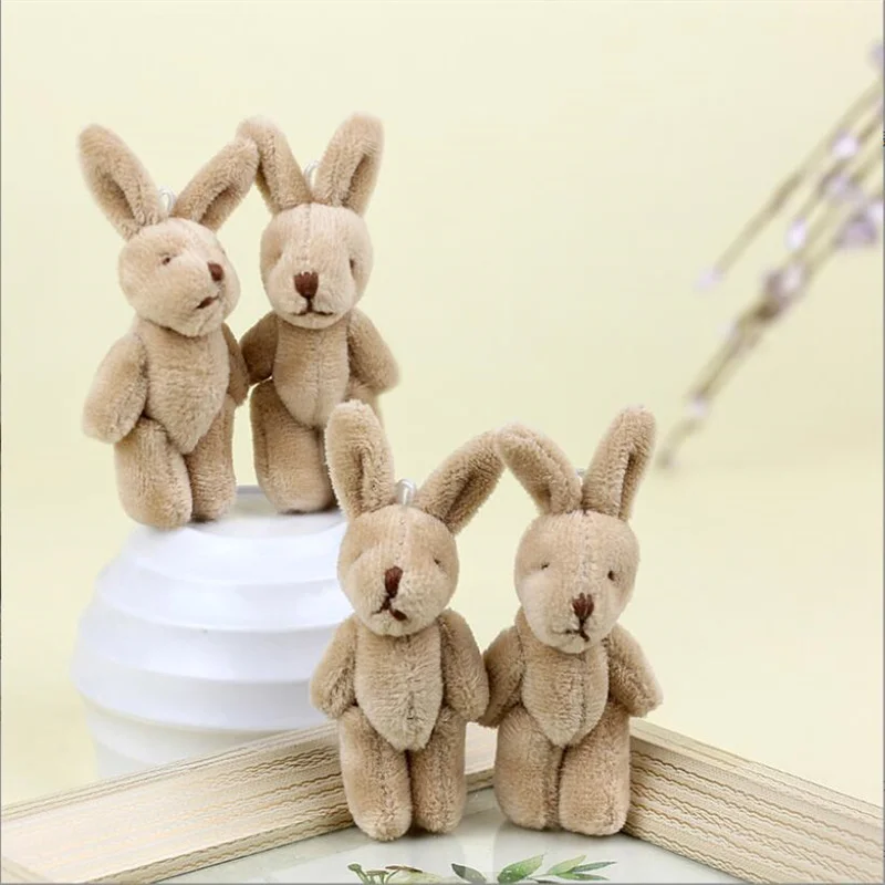 4PCS/Lots Mini Rabbit Plush Toys Long Hair Joint Limbs Are Movable Small Pendant Cute Soft Stuffed Animal Toy For Girls 8CM