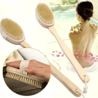 1Pc Wooden Detachable Long Handle Shower Body Brush Bathing Massage Back Body Exfoliating Brush Bathroom Wash Brush Bath Tools