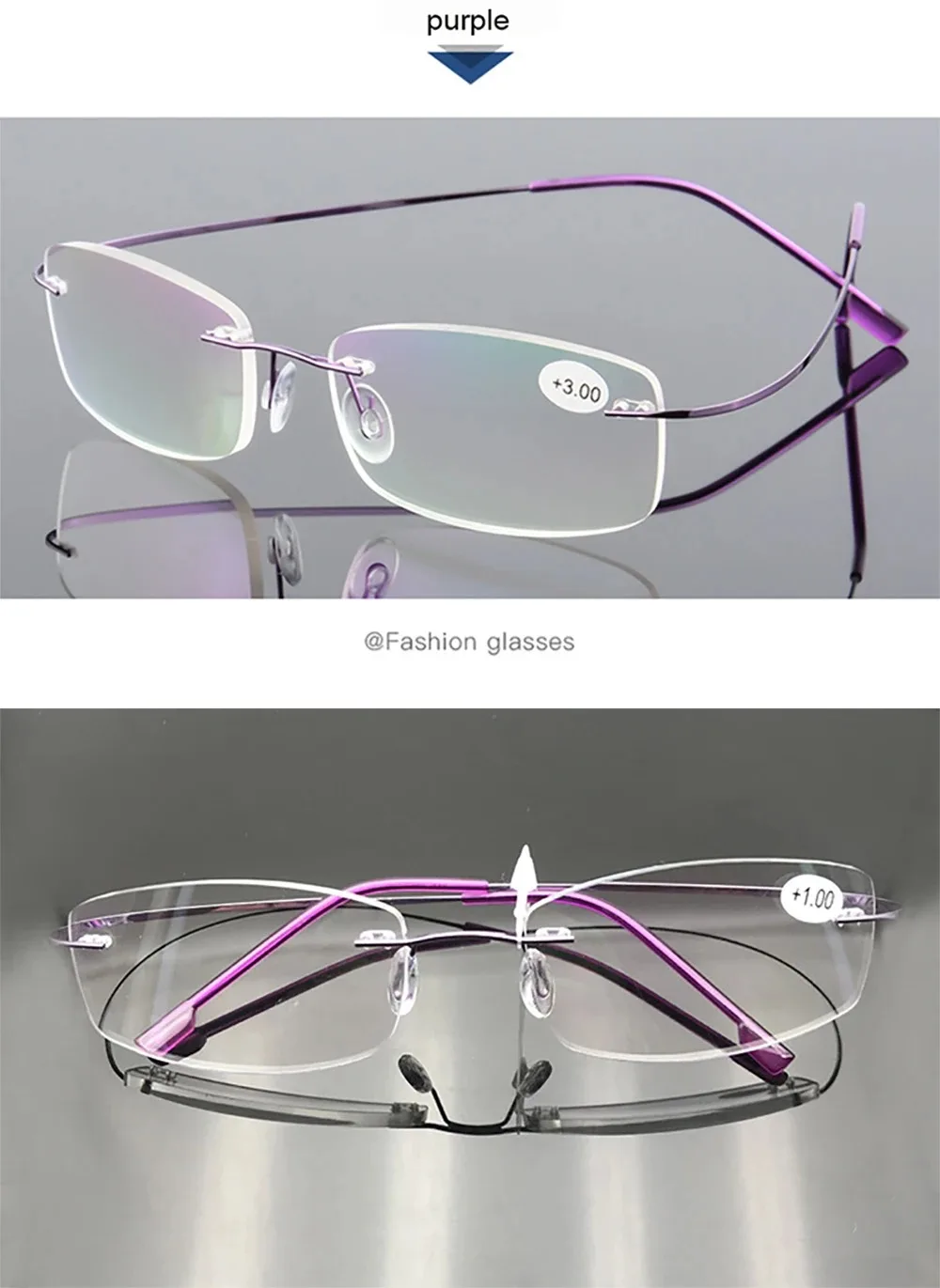 Titan Legierung Randlose Lesebrille Licht Quadratische Flexible Blau Beweis Gläser Rahmen Frauen Anti-Blue Ray Gläser Männer – Detail 8