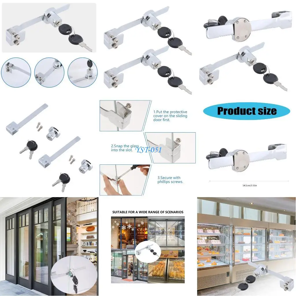 

E15A Steel Slide Glass Door lock with Lock Solution Ratchets Glass Door Lock with set for Retail & Home Displays