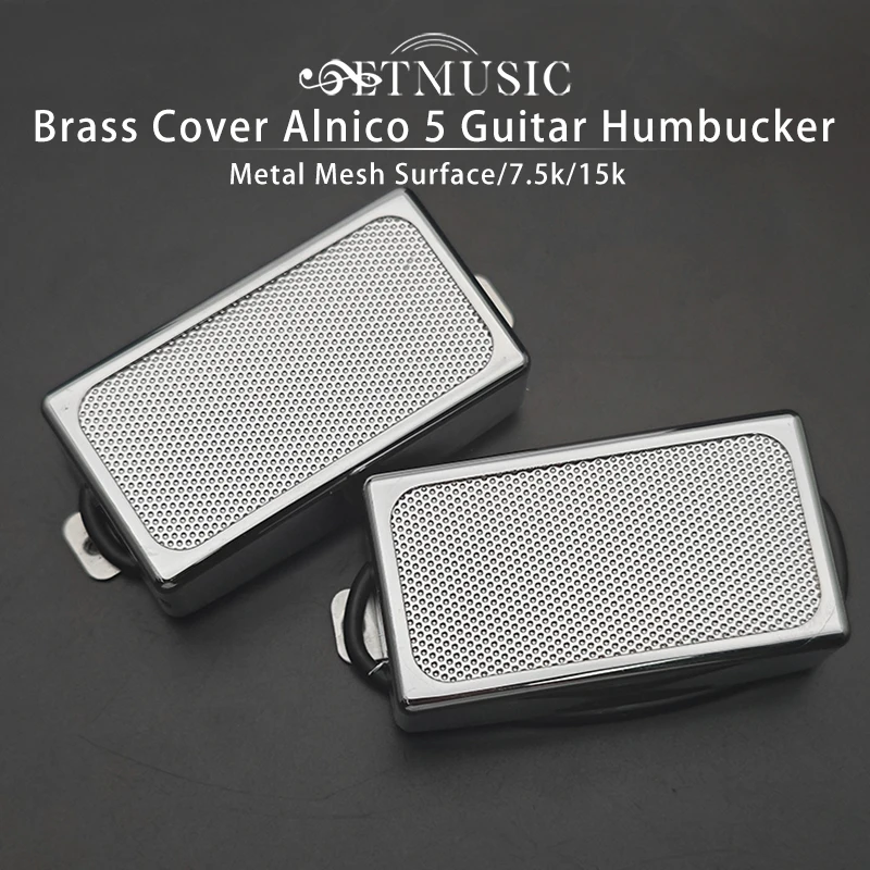 Nueva cubierta de latón Alnico 5 LP estilo guitarra Humbucker superficie de malla metálica pastilla 4 Cable de bobina 7,5 k/15 k bobina dividida Alnico V