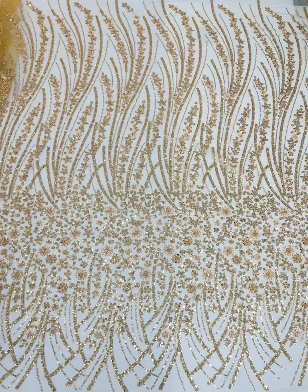 

Luxury African Goom Sequins Lace Fabric High Quality 2024 Handmade Beads Embroidery French Tulle Lace Nigerian Wedding Material