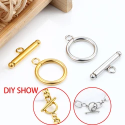 OT Set Fechos Cor do Ouro StainlessSteel Jewerly Fazendo Suprimentos Acessórios DIY Colar Pulseira Toggle Buckle Moda Connetor