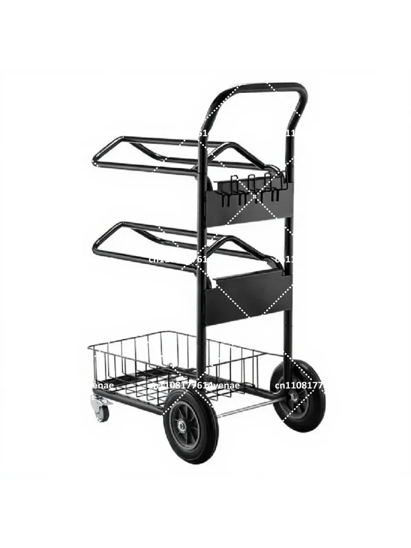 2 Tier Rolling Saddle Rack with Blanket Basket, Horse Equipment Storage Cart, Large Powder Coated Display Stand