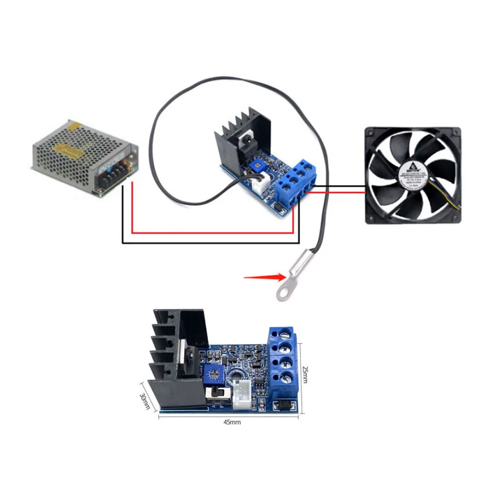 DC 12V 1A Intelligent Fan Temperature Control Governor Thermostat Module 2/3/4wire PC Chassis FAN Speed Regulation Controller