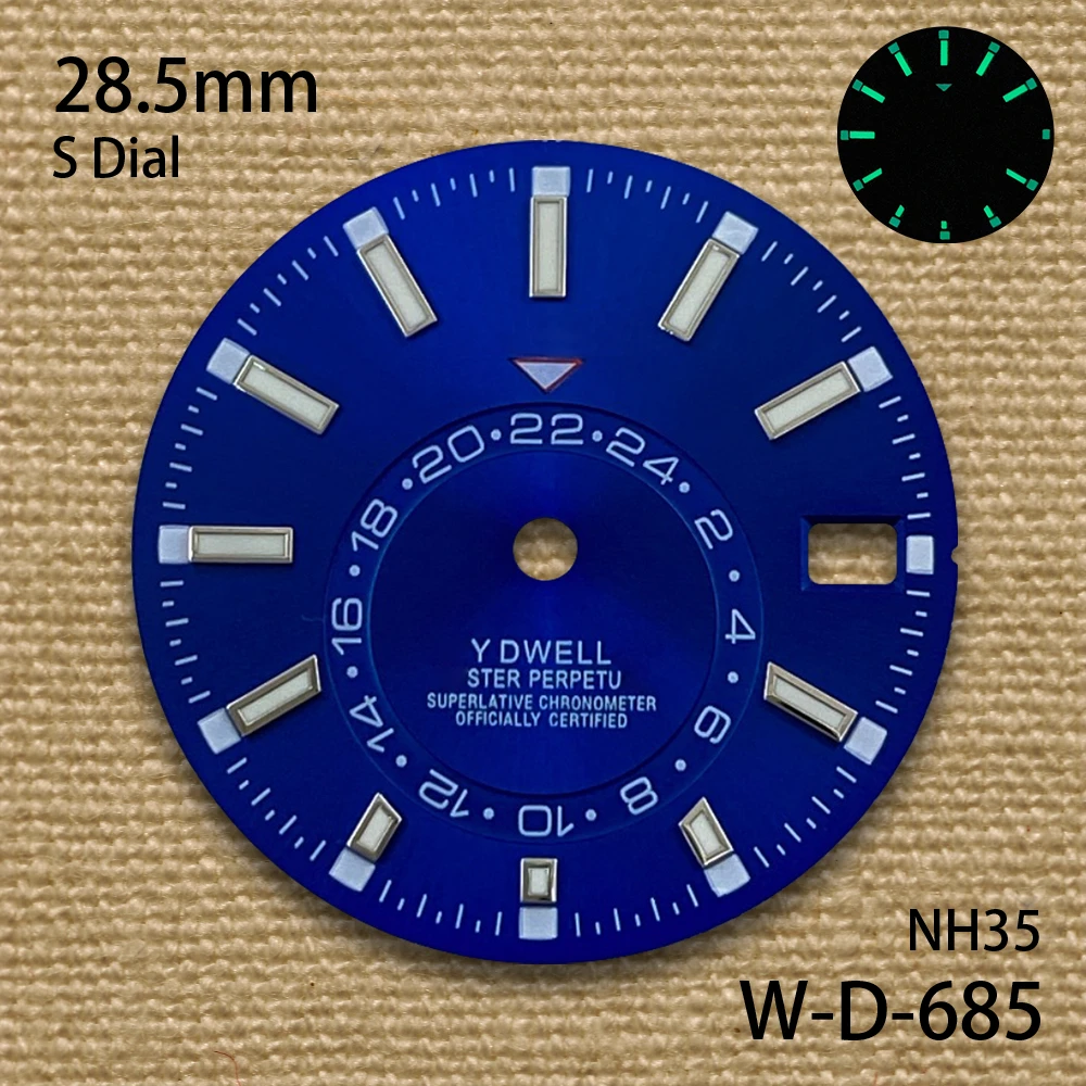 28.5mm New Sunburst S Dial Suitable for NH35/NH36/4R/7S Movement Green Luminous High-quality Watch Modification Accessories