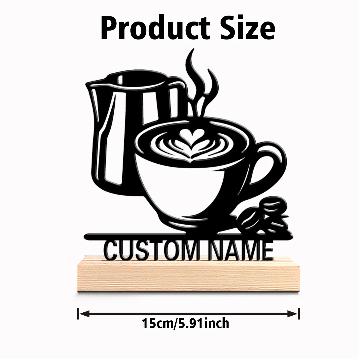 1pc Retro Personalized Custom coffee Metal Statues Wooden Base Lighting for Office Workshop Modern Rustic Steampunk Themes